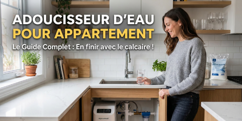 Adoucisseur d'eau compact installé sous évier dans un appartement